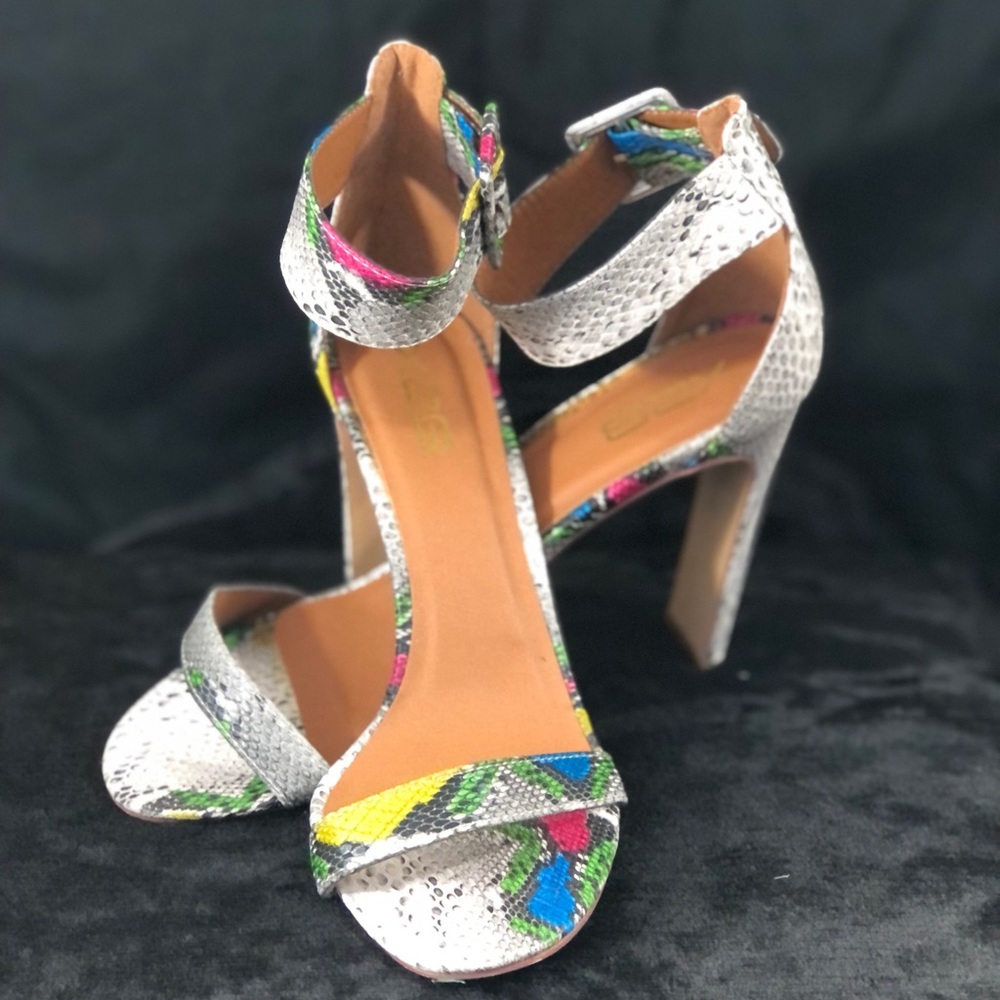 Sassy, Colorful, Snakeskin Print, Heeled Sandals, by X2B
